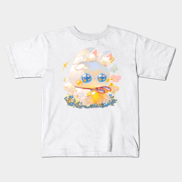 Moon Bunny Kids T-Shirt by happyyu